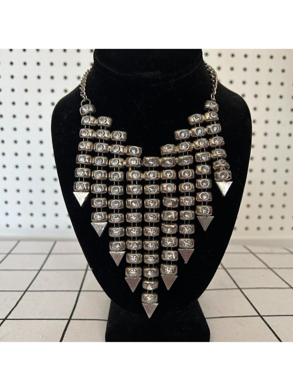 Silver Chunky Statement Necklace Style: grunge...